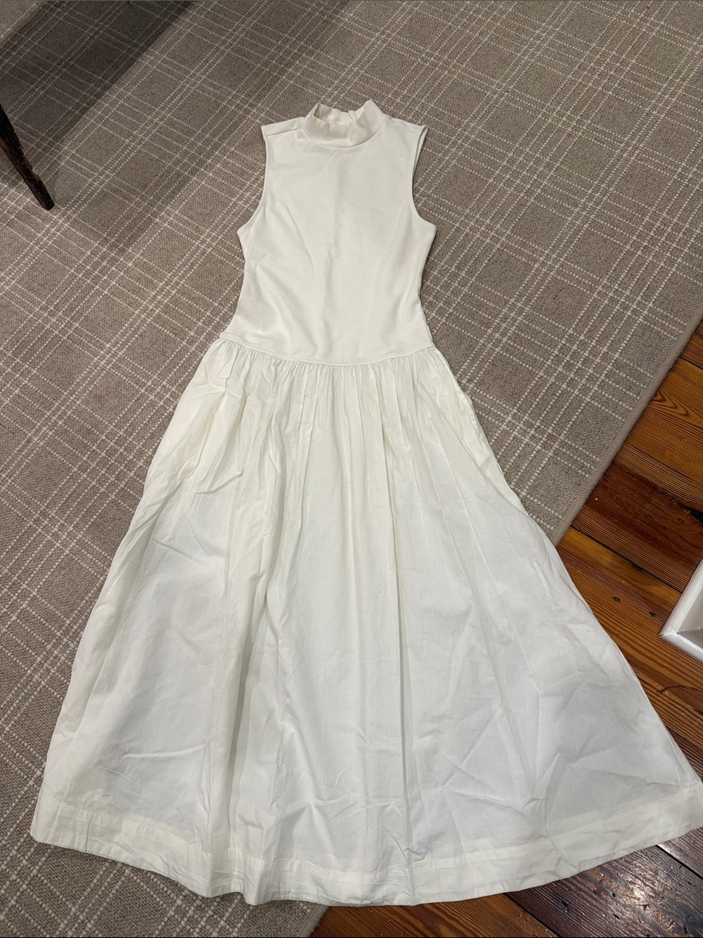 Free People White Sleeveless Mock-Neck Midi Dress